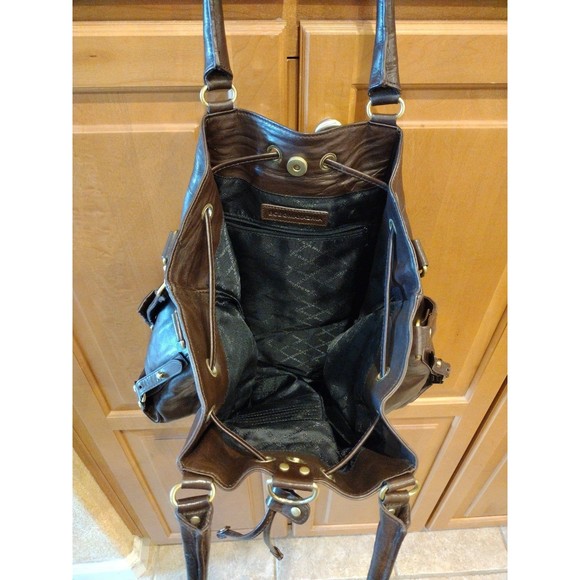 BCBGMaxAzria Large Leather Tote Bucket Bag EUC - Picture 4 of 12